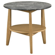Tampa Furniture Outlet - Coaster - Bradley Round SmartTop End Side Table Grey and Natural - 706447