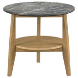 Bradley Round SmartTop End Side Table Grey and Natural