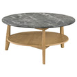 Tampa Furniture Outlet - Coaster - Bradley Round SmartTop Cocktail Coffee Table Grey and Natural - 706448