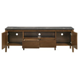 Bradley 63-inch 2-Door SmartTop TV Stand Smokey Grey and Brown
