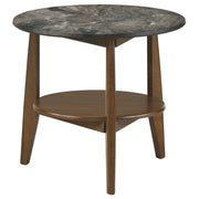 Tampa Furniture Outlet - Coaster - Bradley Round SmartTop End Side Table Smokey Grey and Dark Brown - 706457