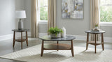 Tampa Furniture Outlet - Coaster - Bradley 3-Piece Round SmartTop Coffee Table Set Smokey Grey and Brown - 706458-S3