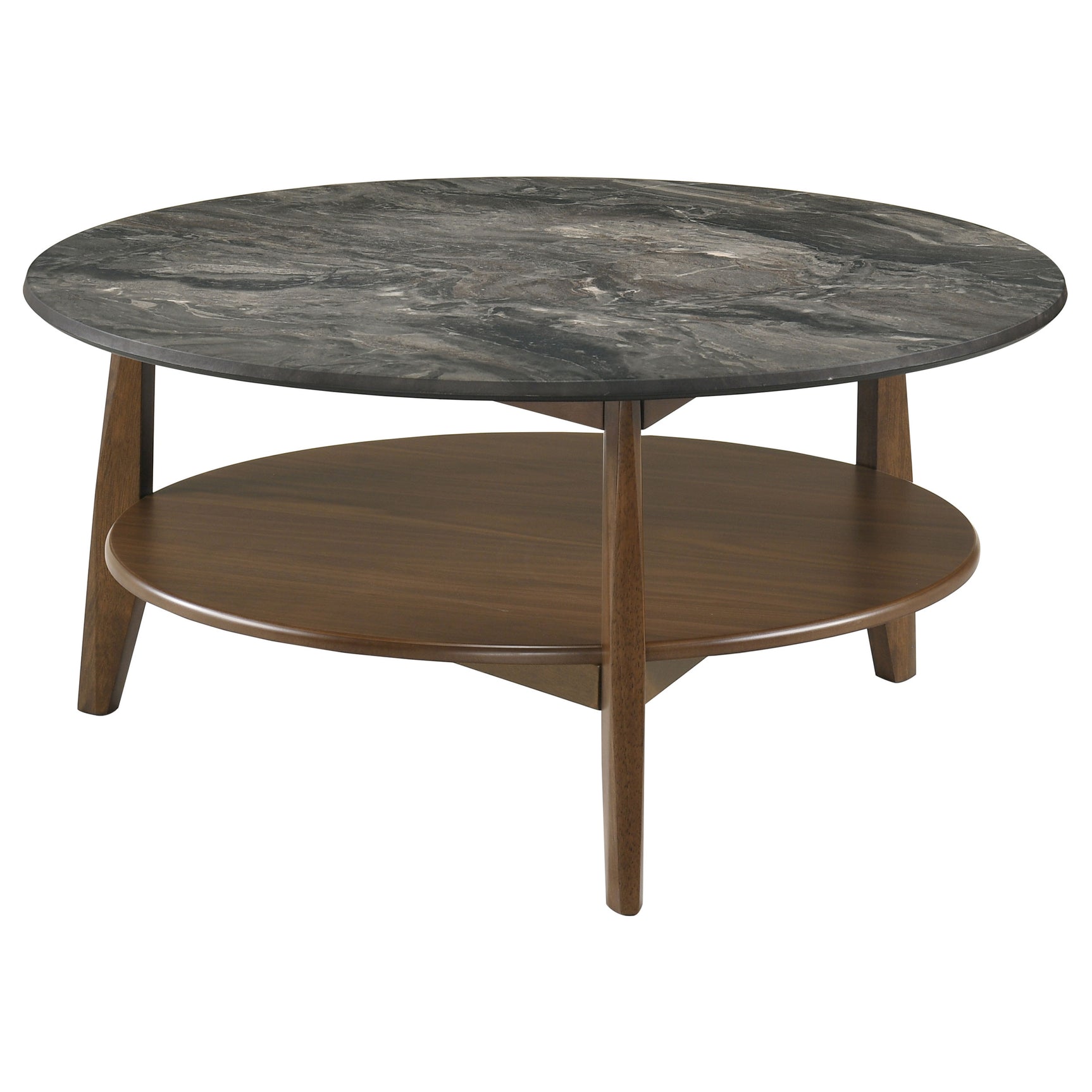 Tampa Furniture Outlet - Coaster - Bradley Round SmartTop Cocktail Coffee Table Smokey Grey and Brown - 706458