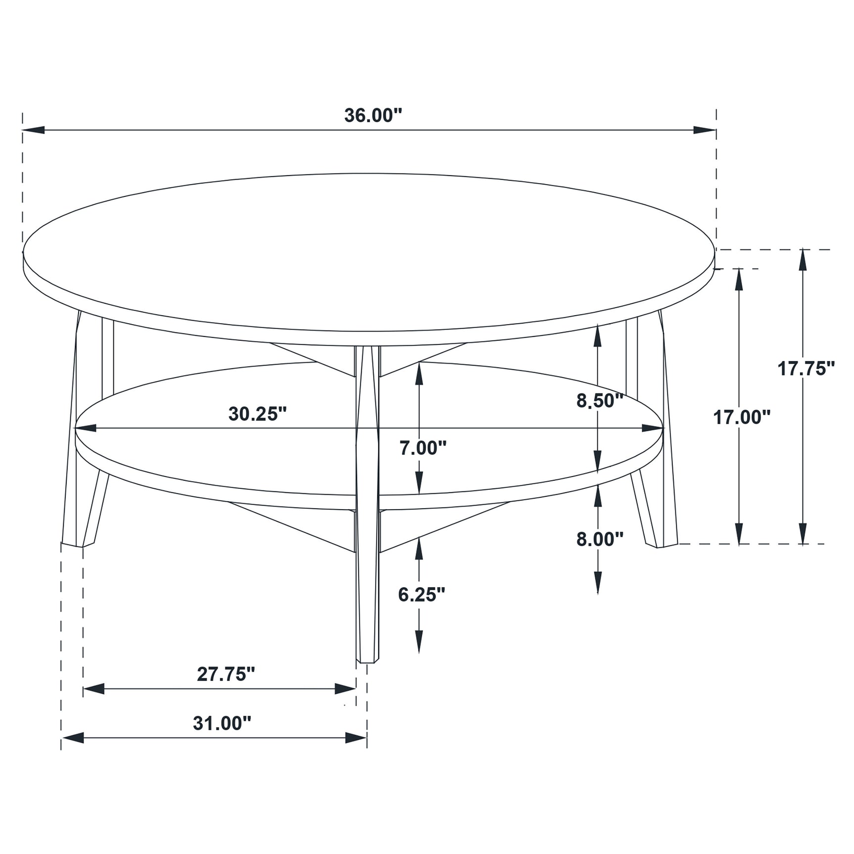 Bradley Round SmartTop Cocktail Coffee Table Smokey Grey and Brown