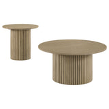 Hamlyn 2-piece Round Fluted Coffee and End Table Set Natural Oak