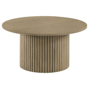 Tampa Furniture Outlet - Coaster - Hamlyn Round Fluted Occasional Cocktail Coffee Table Natural Oak - 706498