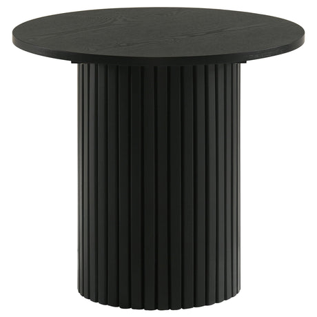 Tampa Furniture Outlet - Coaster - Hamlyn Round Fluted Occasional Side End Table Black - 706507