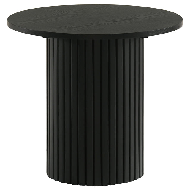 Tampa Furniture Outlet - Coaster - Hamlyn Round Fluted Occasional Side End Table Black - 706507