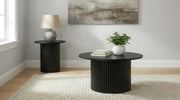 Tampa Furniture Outlet - Coaster - Hamlyn 2-piece Round Fluted Coffee and End Table Set Black - 706508-S2