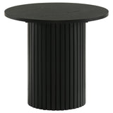 Hamlyn 2-piece Round Fluted Coffee and End Table Set Black