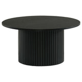 Tampa Furniture Outlet - Coaster - Hamlyn Round Fluted Occasional Cocktail Coffee Table Black - 706508