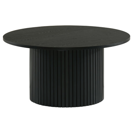 Tampa Furniture Outlet - Coaster - Hamlyn Round Fluted Occasional Cocktail Coffee Table Black - 706508