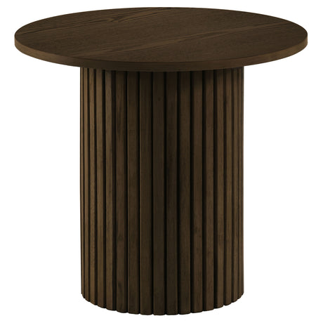 Tampa Furniture Outlet - Coaster - Hamlyn Round Fluted Occasional Side End Table Walnut - 706517