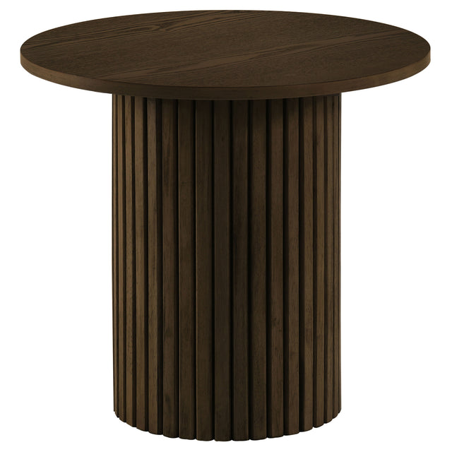 Tampa Furniture Outlet - Coaster - Hamlyn Round Fluted Occasional Side End Table Walnut - 706517