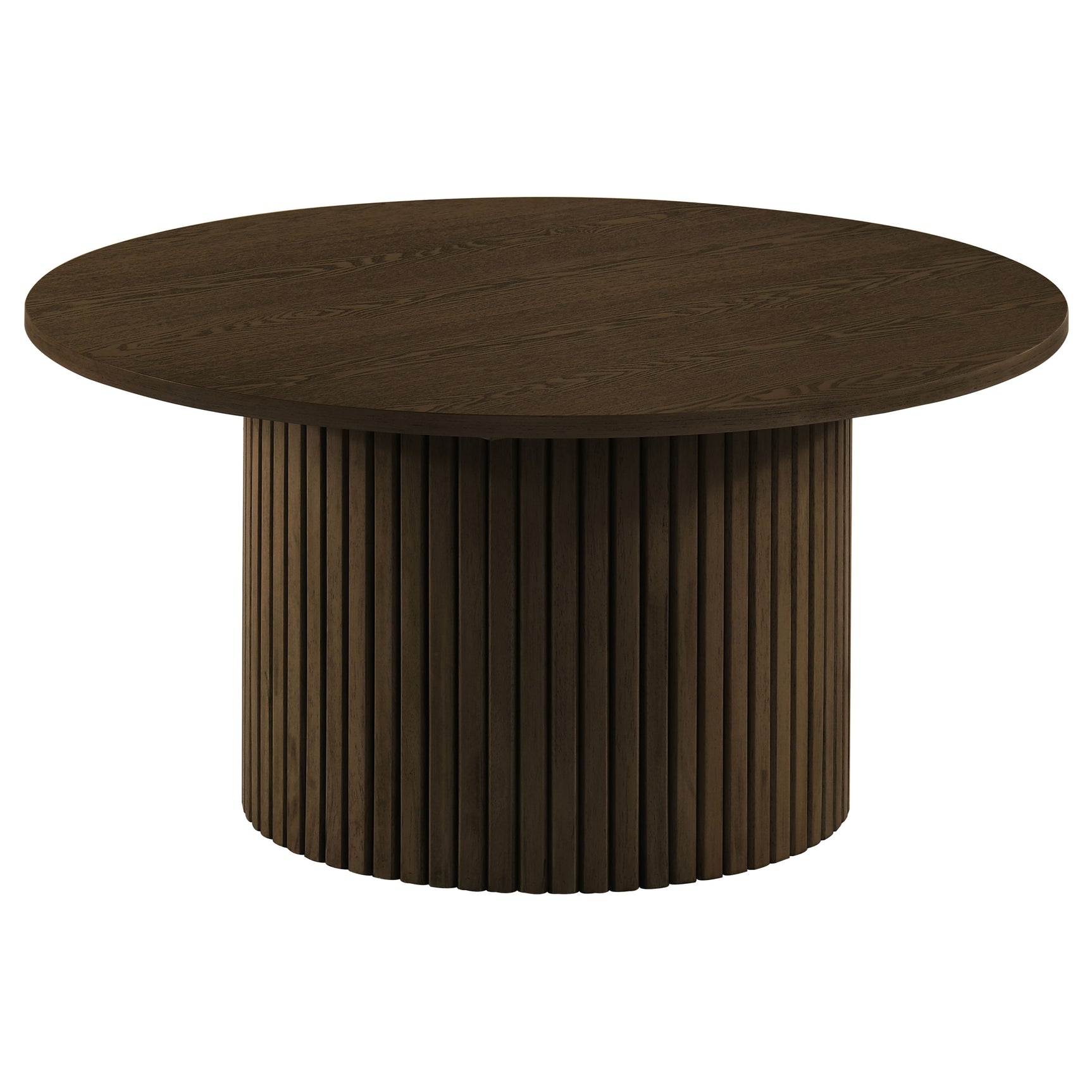 Tampa Furniture Outlet - Coaster - Hamlyn Round Fluted Occasional Cocktail Coffee Table Walnut - 706518