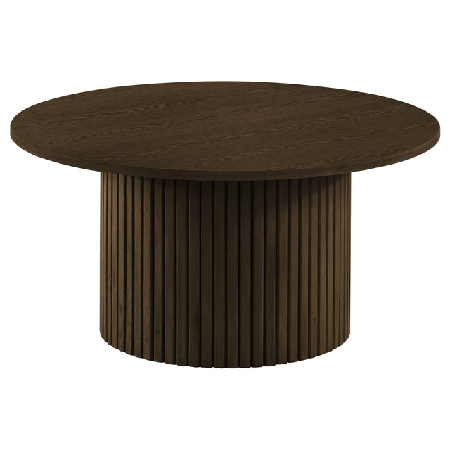Tampa Furniture Outlet - Coaster - Hamlyn Round Fluted Occasional Cocktail Coffee Table Walnut - 706518