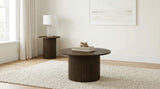 Hamlyn Round Fluted Occasional Cocktail Coffee Table Walnut