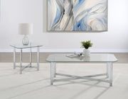 Tampa Furniture Outlet - Coaster - Cronin 2-piece Tempered Glass Top Coffee Table Set Chrome - 706568-S2