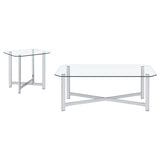 Cronin 2-piece Tempered Glass Top Coffee Table Set Chrome