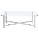 Cronin 2-piece Tempered Glass Top Coffee Table Set Chrome