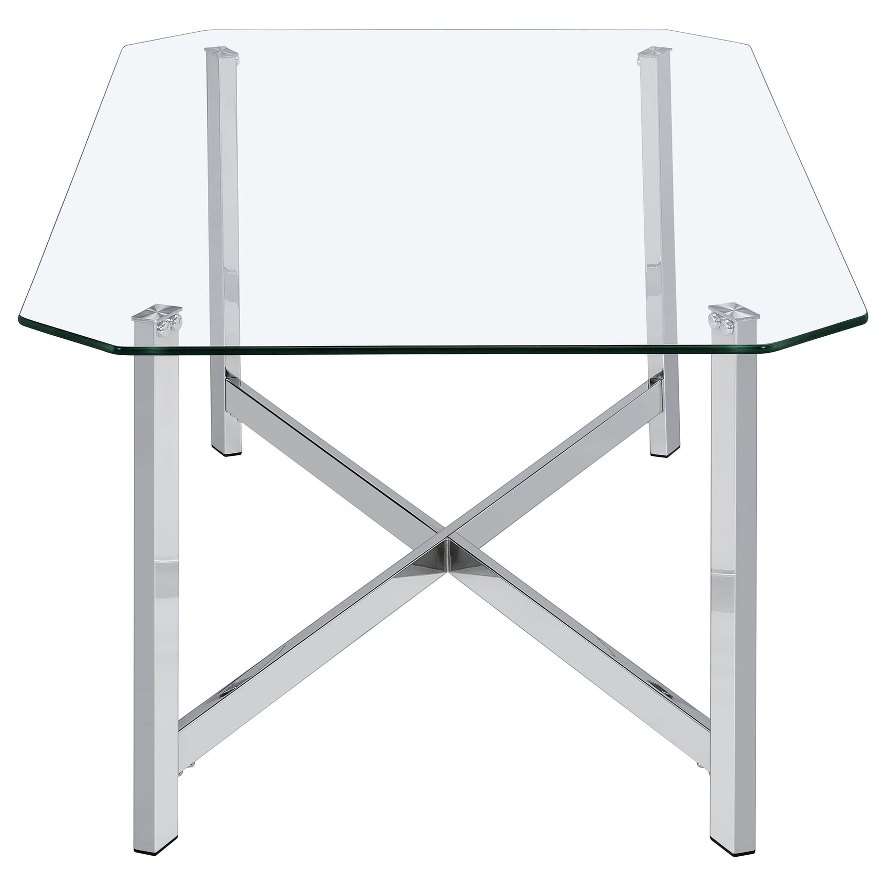 Cronin 2-piece Tempered Glass Top Coffee Table Set Chrome
