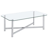 Tampa Furniture Outlet - Coaster - Cronin Rectangular Tempered Glass Top Cocktail Coffee Table Chrome - 706568