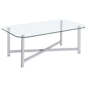 Tampa Furniture Outlet - Coaster - Cronin Rectangular Tempered Glass Top Cocktail Coffee Table Chrome - 706568