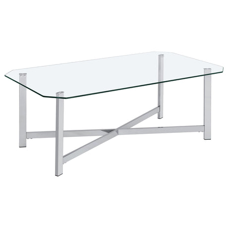 Tampa Furniture Outlet - Coaster - Cronin Rectangular Tempered Glass Top Cocktail Coffee Table Chrome - 706568