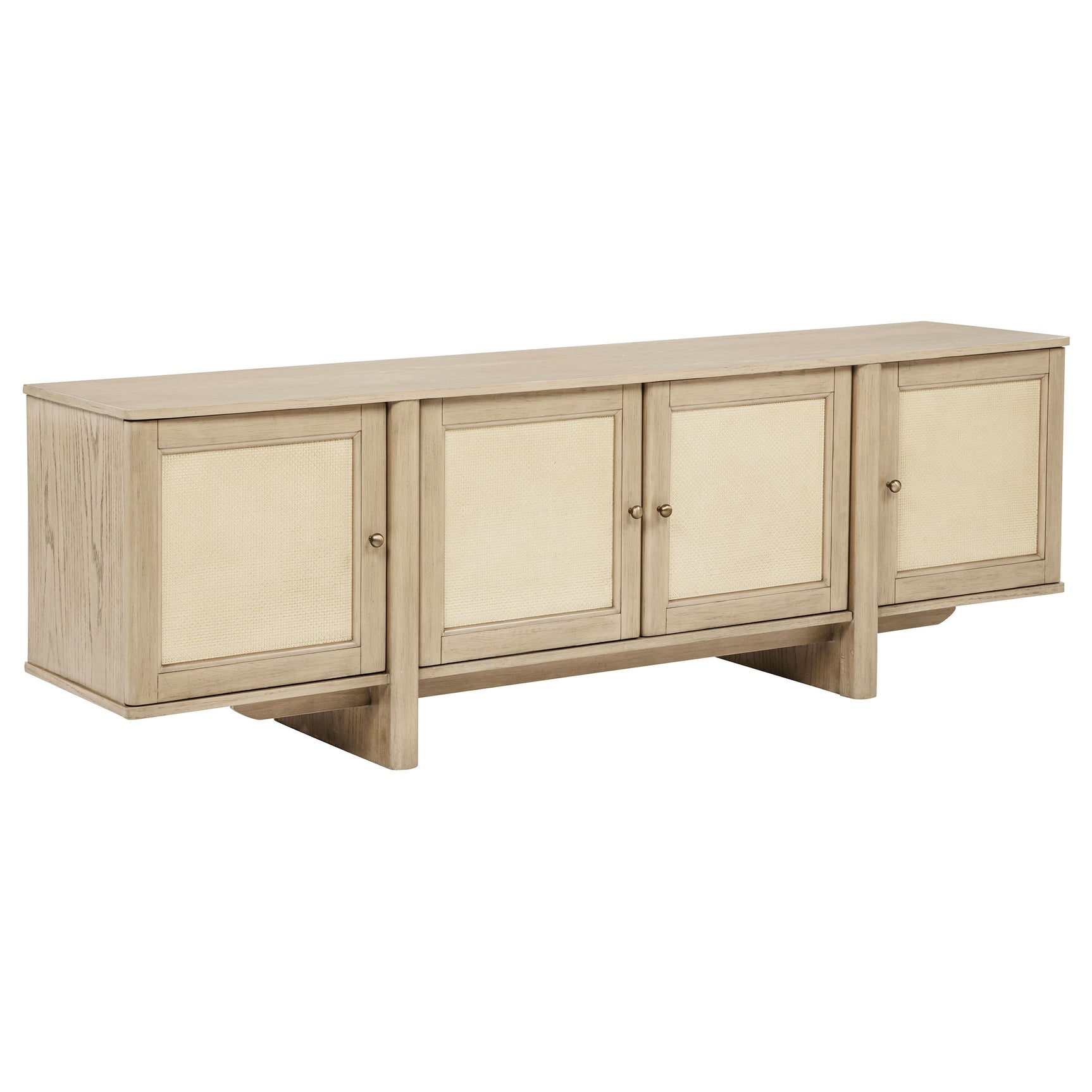 Tampa Furniture Outlet - Coaster - Kailani 79-inch 4-door Cane TV Stand Media Console Beige Oak - 706583