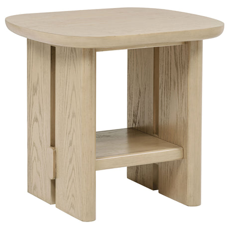 Tampa Furniture Outlet - Coaster - Kailani Coastal Square End Side Table with Shelf Beige Oak - 706587