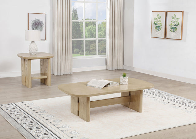 Tampa Furniture Outlet - Coaster - Kailani 2-piece Coastal Coffee and End Table Set Beige Oak - 706588-S2