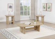 Tampa Furniture Outlet - Coaster - Kailani 3-piece Coastal Coffee and End Table Set Beige Oak - 706588-S3