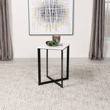 Tobin Square Marble Top End Table White and Black - Tampa Furniture Outlet