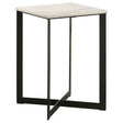 Tampa Furniture Outlet - Coaster - Tobin Square Marble Top End Table White and Black - 707697