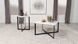 Tobin Square Marble Top End Table White and Black - Tampa Furniture Outlet