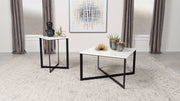 Tampa Furniture Outlet - Coaster - Tobin 2-piece Marble Top Coffee and End Table Set White - 707698-S2