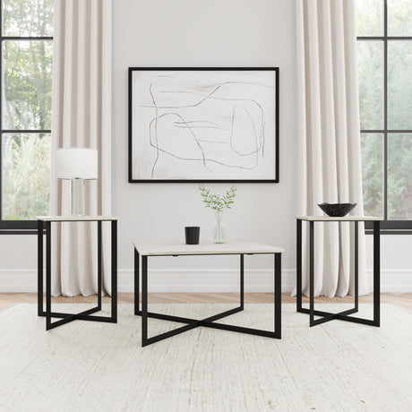 Tampa Furniture Outlet - Coaster - Tobin 3-piece Marble Top Coffee and End Table Set White - 707698-S3