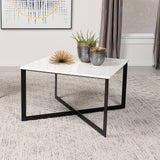 Tobin Square Marble Top Coffee Table White and Black - Tampa Furniture Outlet