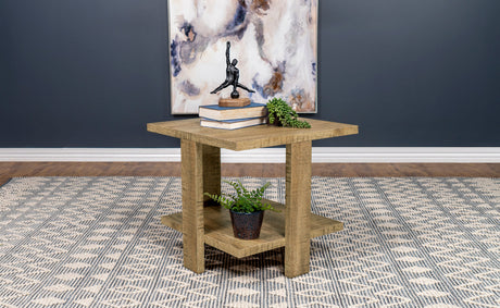 Dawn Square Engineered Wood End Table Mango Brown - Tampa Furniture Outlet