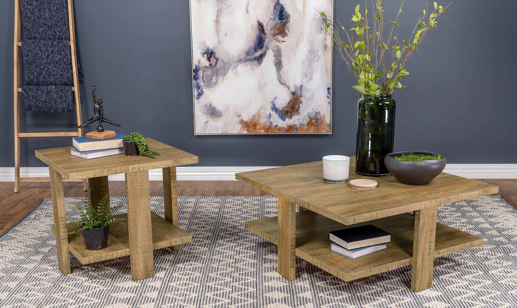 Dawn Square Engineered Wood End Table Mango Brown - Tampa Furniture Outlet