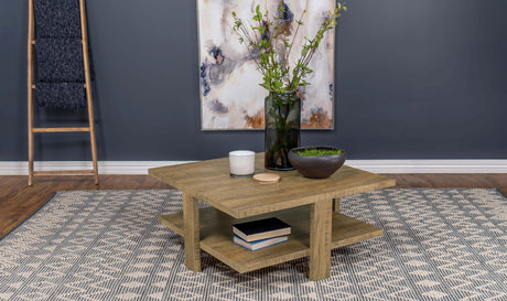 Dawn Square Engineered Wood Coffee Table Mango Brown - Tampa Furniture Outlet