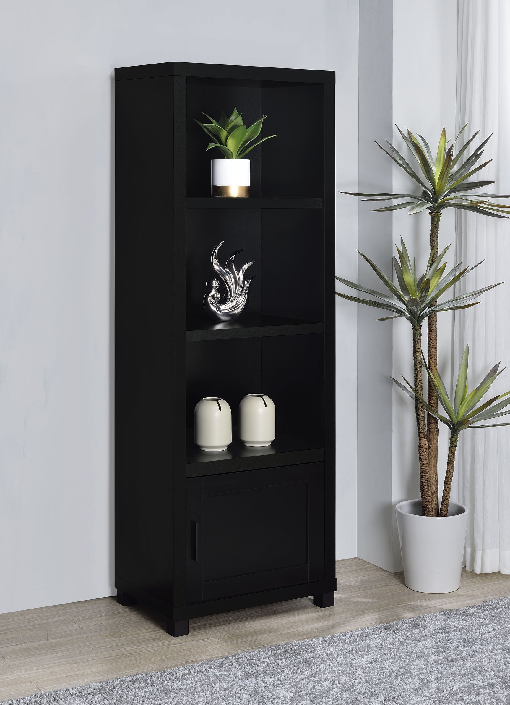 Jupiter 3-shelf Engineered Wood Media Tower Black - Tampa Furniture Outlet