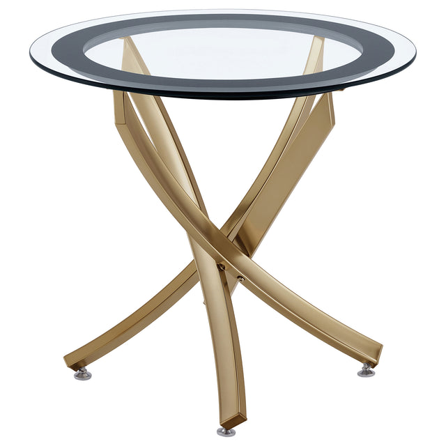 Tampa Furniture Outlet - Coaster - Brooke Round Glass Top Side End Table Metal Base Brass - 707887