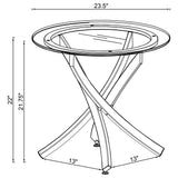 Brooke Round Glass Top Side End Table Metal Base Brass - Tampa Furniture Outlet
