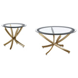 Brooke 2-piece Round Coffee and End Table Set Rose Brass - Tampa Furniture Outlet