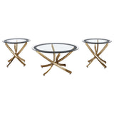 Tampa Furniture Outlet - Coaster - Brooke 3-piece Round Coffee and End Table Set Rose Brass - 707888-S3