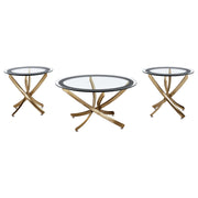 Tampa Furniture Outlet - Coaster - Brooke 3-piece Round Coffee and End Table Set Rose Brass - 707888-S3