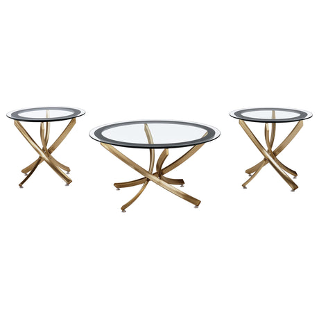 Tampa Furniture Outlet - Coaster - Brooke 3-piece Round Coffee and End Table Set Rose Brass - 707888-S3