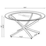 Brooke Round Glass Top Coffee Table Metal Base Brass - Tampa Furniture Outlet