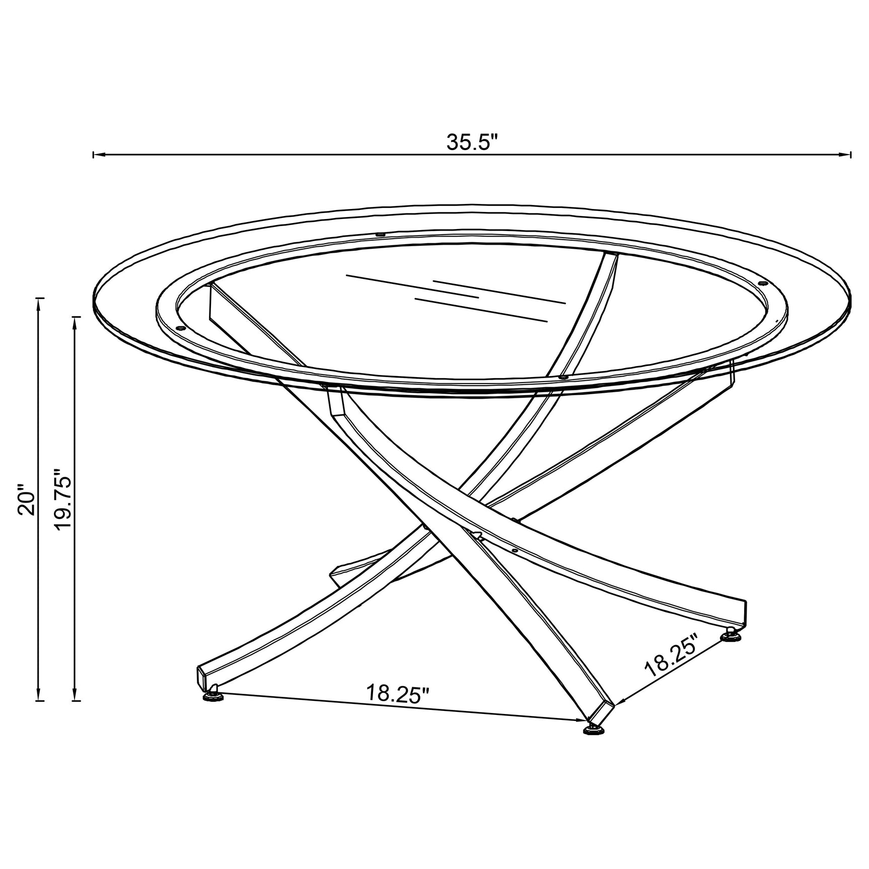 Brooke Round Glass Top Coffee Table Metal Base Brass - Tampa Furniture Outlet